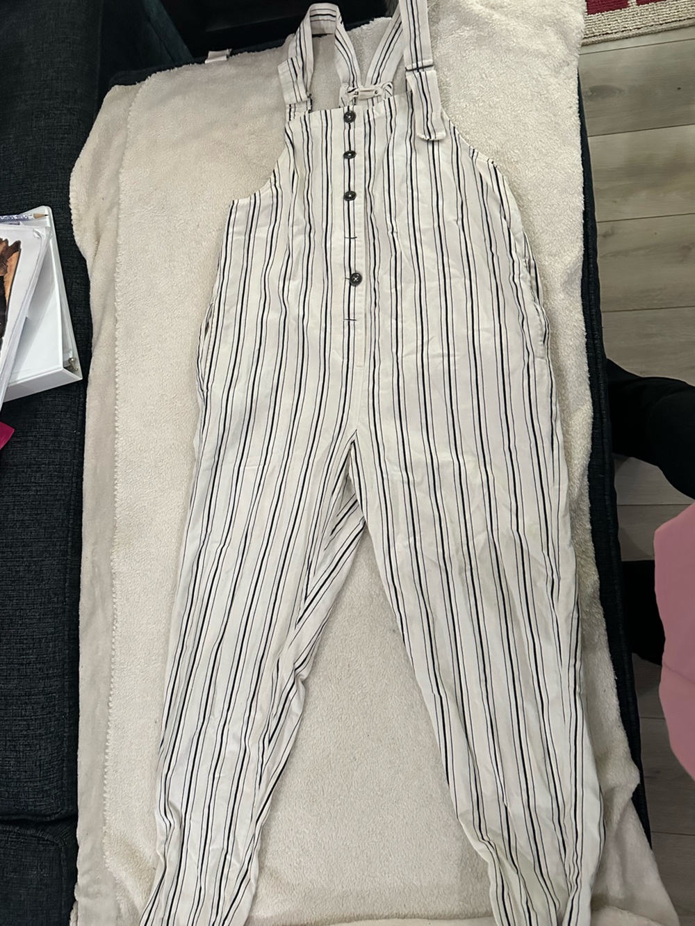 Striped Cream and Black Boot Cut Jumpsuit